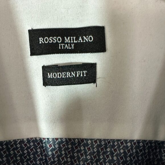 Rosso Milano Italy Blue and White Button Down Dress Shirt Modern Fit RM-4024 - Picture 2 of 11